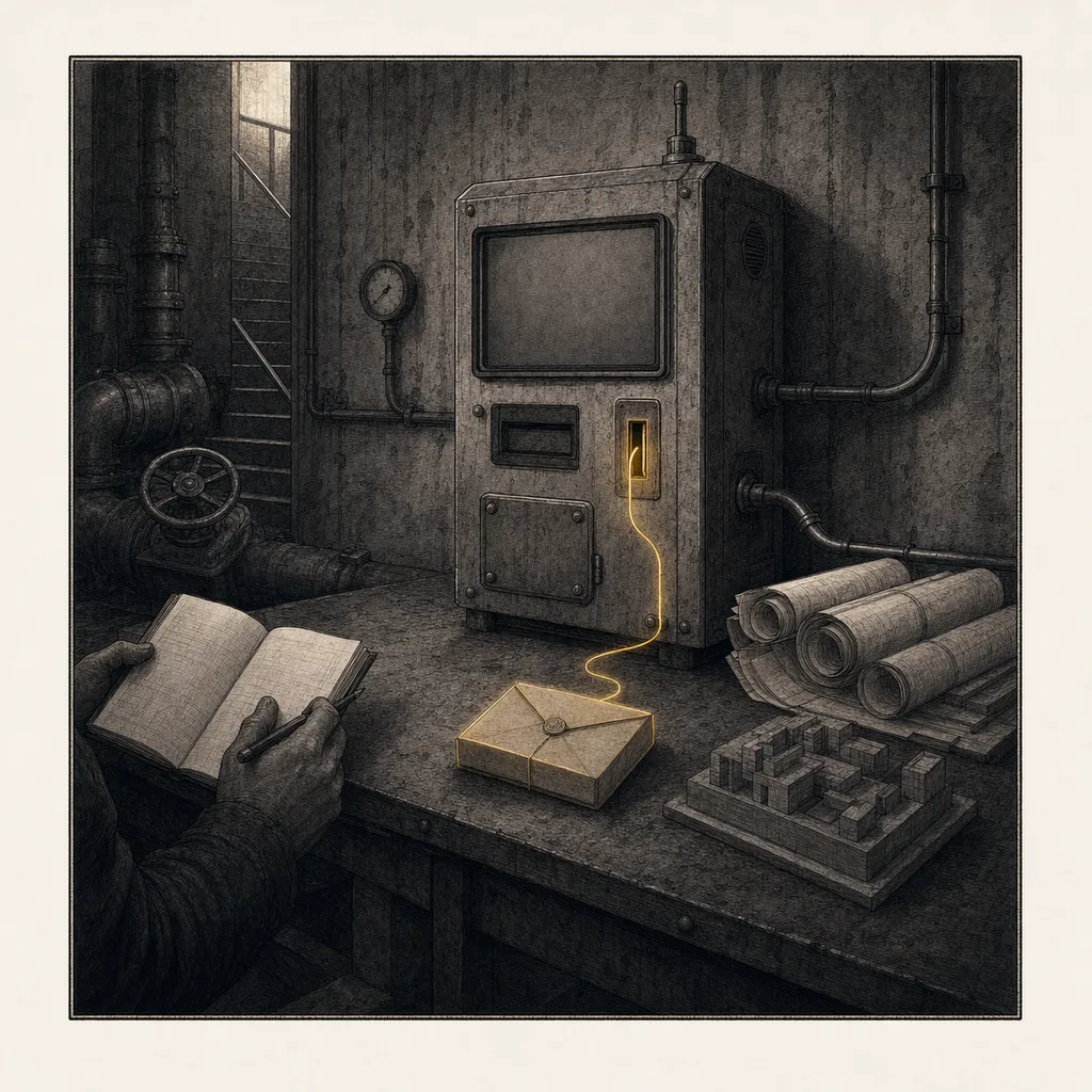 The data vending machine: building information, signed and priced — the smallest unit of the open construction economy.
