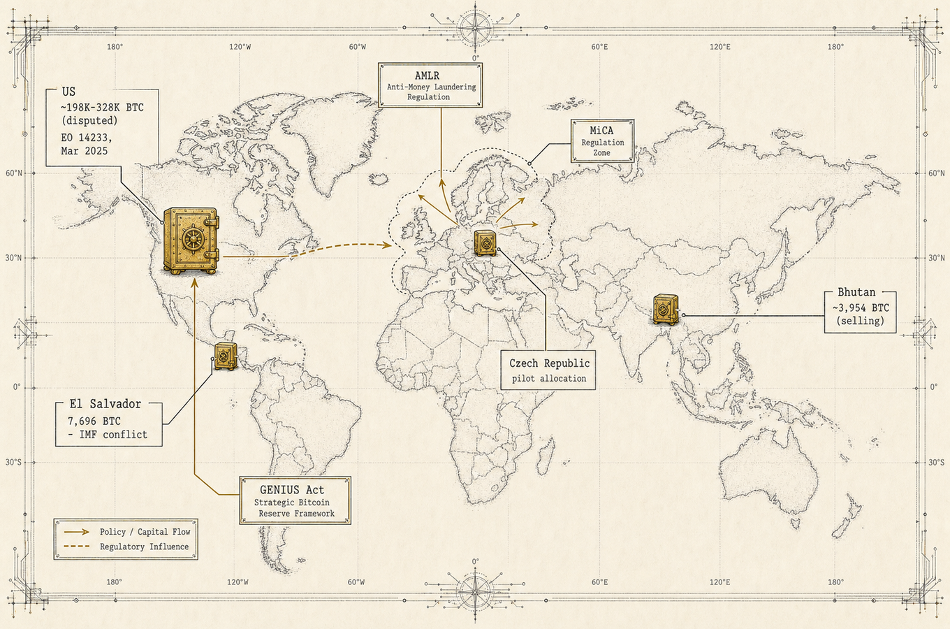 The sovereign stack — who holds what, mid-2026.