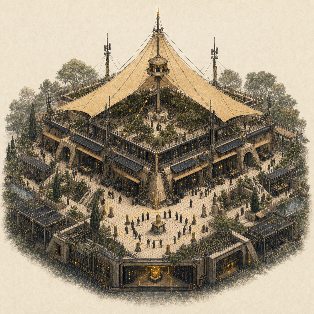 The Palace of Culture — born as a Revit model, delivered through a BIM-to-engine pipeline; here in its guild-citadel dress (600 Billion proof of concept, 2026).