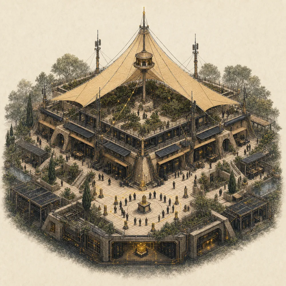 The Palace of Culture — born as a Revit model, delivered through a BIM-to-engine pipeline; here in its guild-citadel dress (600 Billion proof of concept, 2026).